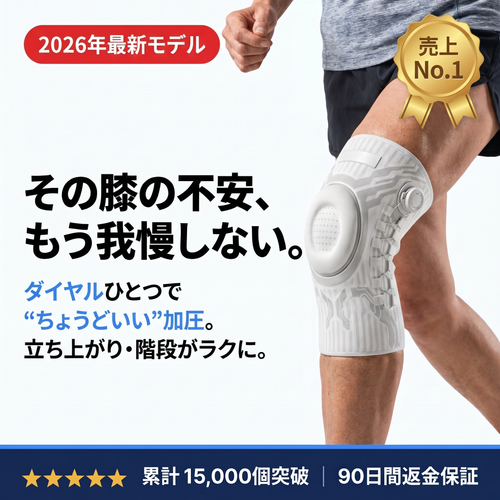 NOKAZE™ 膝サポートPRO｜ダイヤル式で加圧を無段階調整｜膝痛・半月板まわりのケアに｜階段・立ち仕事・スポーツ対応｜左右兼用・シリコン滑り止め